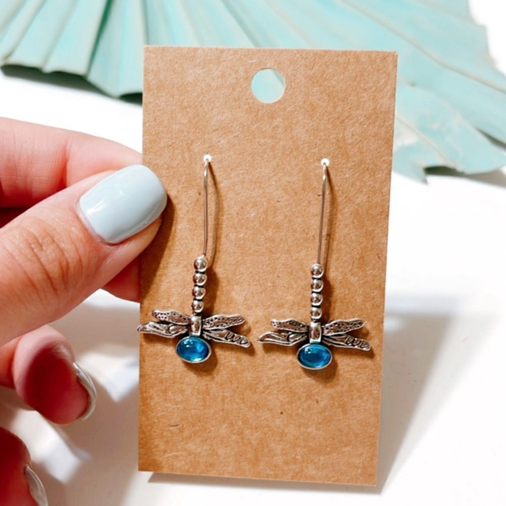 Silver dragonfly earrings S112